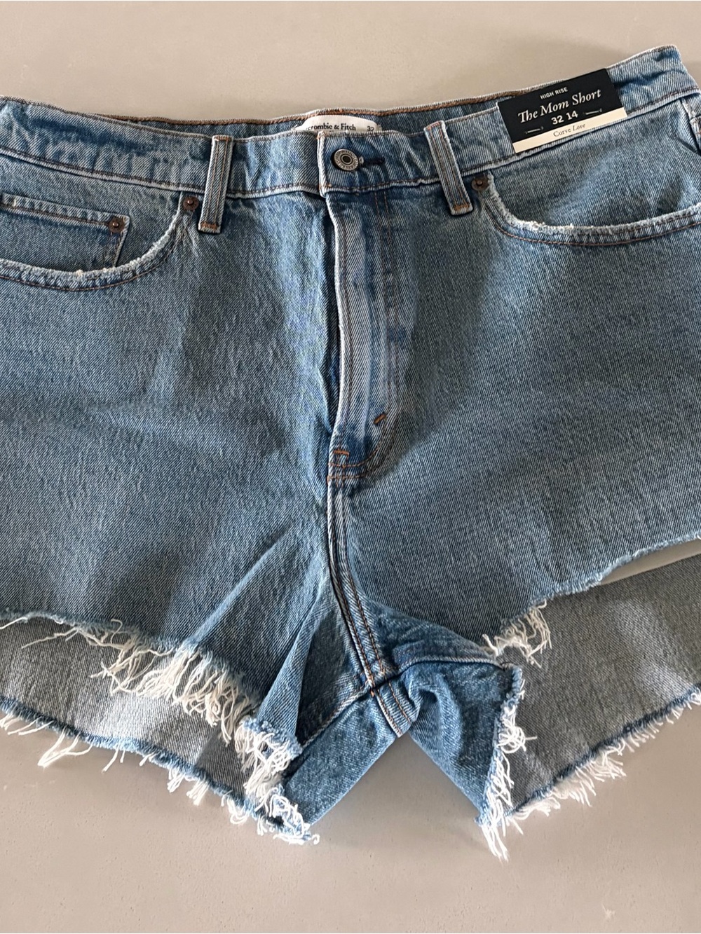 Abercrombie & Fitch Light Wash Denim Frayed Hem Shorts